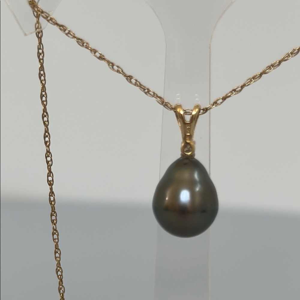 Mikimoto 14k real solid Gold Pearl Diamond Necklace - Picture 9 of 12